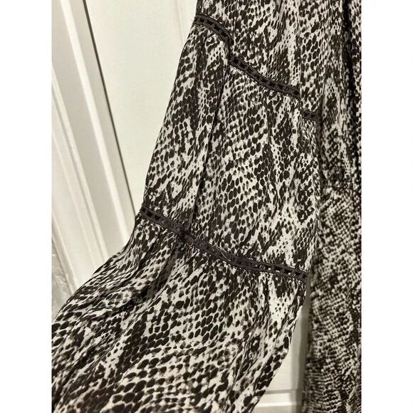 Bl^nk London Anthropologie  Animal Print Wide Leg Jumpsuit Off Shoulder Large - Picture 4 of 11